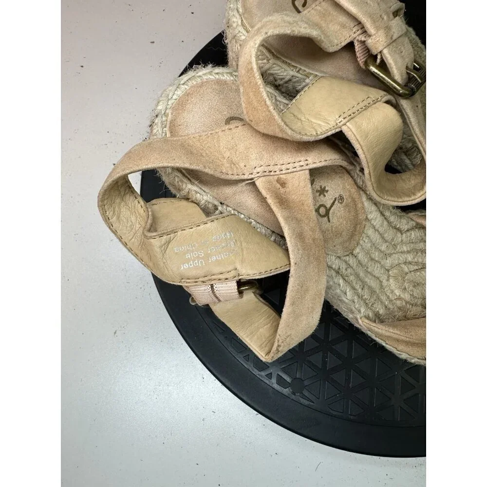 Splendid Womens Beige Suede Espadrille Wedge Sandals Size 8.5 US